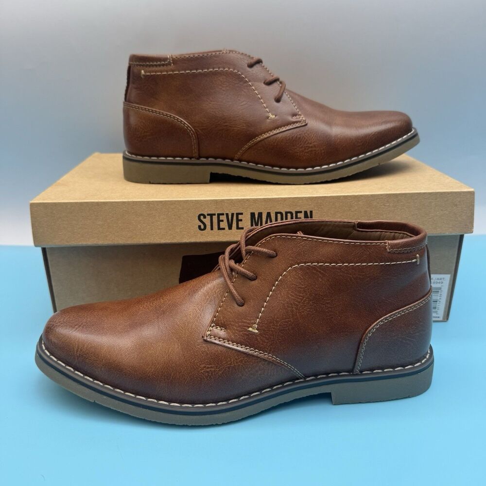 Men's Steve Madden P-Symin Chukka Boots,Size US 8 Cognac